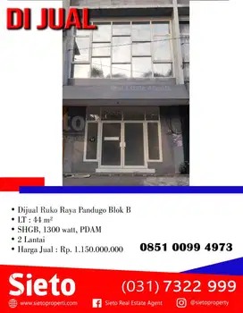 Dijual Ruko Raya Pandugo Blok B