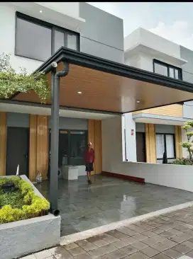 Pemasangan Canopy atap alderon doubel layers