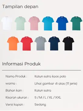 Kaos Kerah Polo Shirt Polos Pria