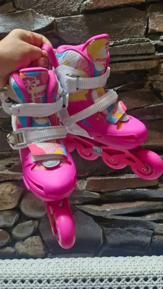 Sepatu Roda Inline Skate Flying Eagle Pink Putih Uk 28-32 S5 Pro Buzz