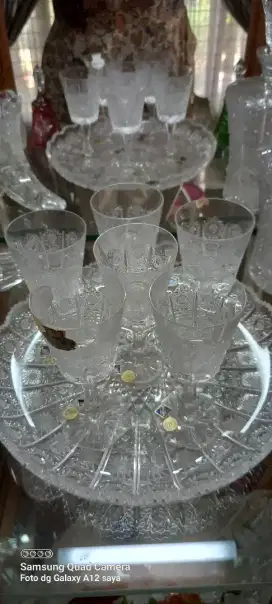 1 set botol anggur n gelas kristal bohemia