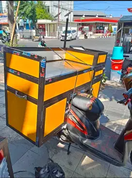 Rombong kopi sepeda motor keliling bahan alumunium acp