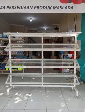 Rak Sandal Sepatu Besi Kaca 4 Susun