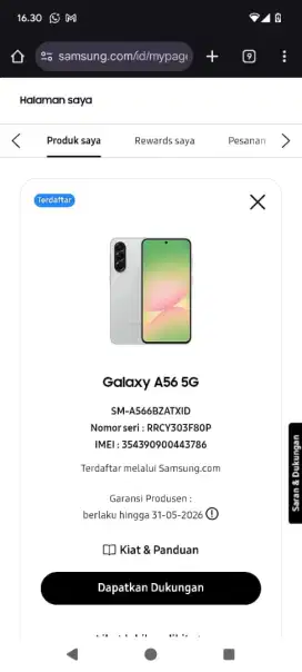 Samsung A56 Sein 5G 256Gb Mulus Garansi Panjang Bisa Tuker Tambah