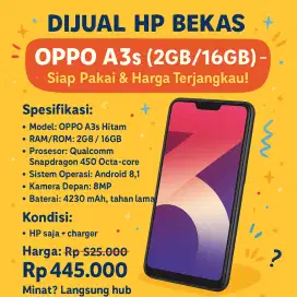Hp Second Oppo A3s Handphone Bekas Kondisi Baik Murah Siap Pakai