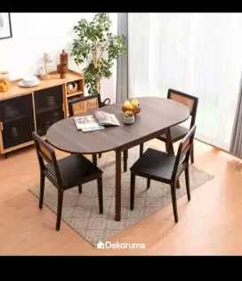Meja makan extendable decoruma Mashi walnut (99%) no minus