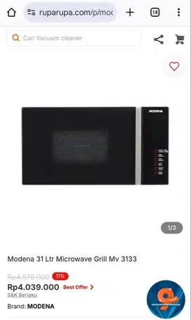 Modena Microwave Grill Oven Mv 3133 bekas pakai sendiri