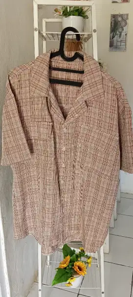 Kemeja pria lengan pendek Vintage