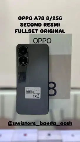 OPPO A78 4G 8/256GB SECOND RESMI FULLSET ORIGINAL