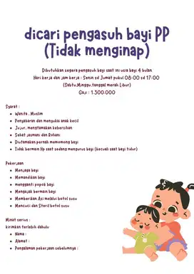 Pengasuh bayi PP (Tidak menginap)