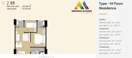 Dijual Super Murah Apartement M Town Tower Bryant Type 2 BR  Lt 21