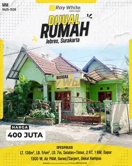 Rumah Nyaman di Jebres Surakarta dkt Kampus UNS Solo