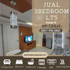3BR jual full furnished lt 5 SHM apartemen bassura city