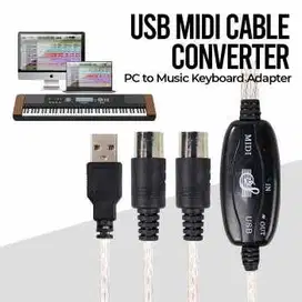 USB MIDI Cable Converter PC to Music Keyboard Adapter Cable 2M