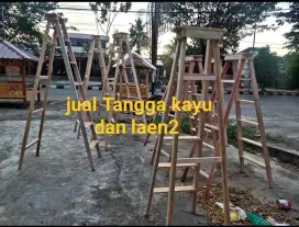 Jual tangga Kayu tirai gulung kursi bambu dan laen2