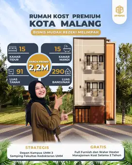 Rumah Kost Premium Kota Malang hanya 500 meter depan Kampus UMM