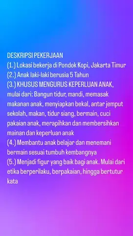 DICARI PENGASUH ANAK (mohon dibaca seluruhnya yah)