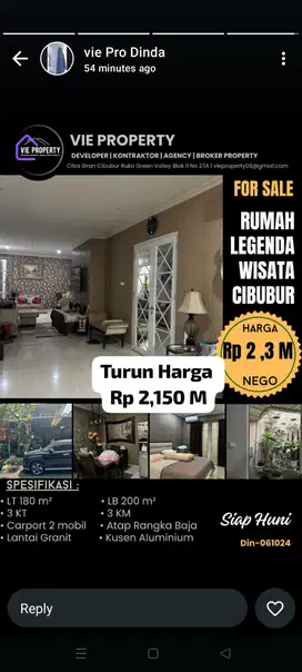 Legenda Wisata, Cibubur, cantiek, siap huni, turun harga
