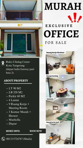 DIJUAL RUKO DAERAH CILEDUG (DEPAN HALTE BUSWAY PURIBETA 2)