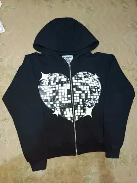 Hoodie Zipper Boxy Enthusiastic Love Party