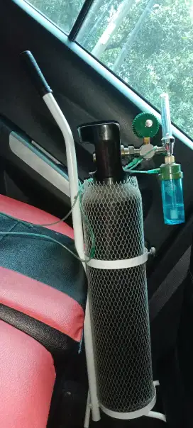 TABUNG OKSIGEN 1m3 + Troli + Regulator + Selang Nasal (Siap pakai)