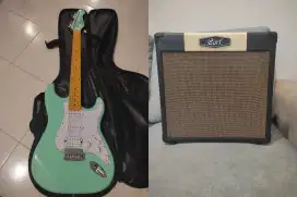 Gitar Listrik SCORPION SS120 Stratocaster & CORT CM15R AMPLIFIER