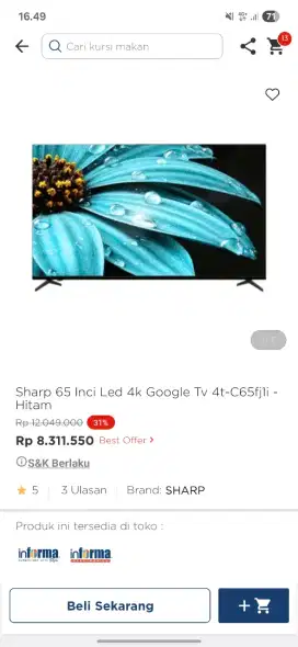 Promo tv 65 inc sharp google tv