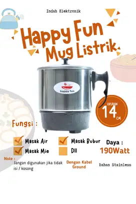 MUG LISTRIK HAPPY FUN Ukuran 14cm