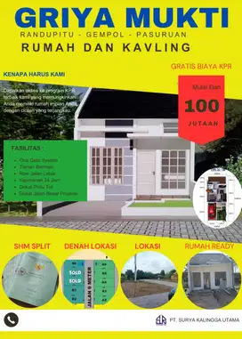 Rumah kavling baru luas 96 m2 harga 300 jutaan di Gempol, Pasuruan