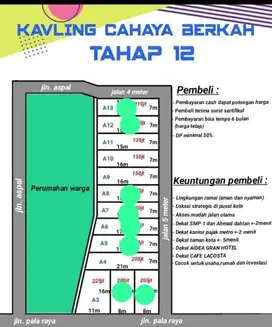 Tanah kavling pinggir jalan Pala Raya Metro Timur, Metro Lampung