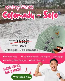 Dijual tanah kavling murah di Colomadu 5 menit dari UMS