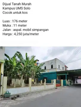 Dijual Tanah Di UMS gonilan surakarta