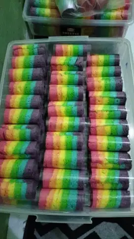 Mini Rainbow roll cake