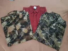 Paket Kemeja Pria Laki Cowok Lengan Panjang Pendek Hawaii Baju Pantai