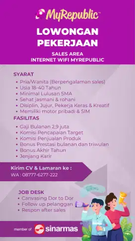 Lowongan sales wifi myrepublic