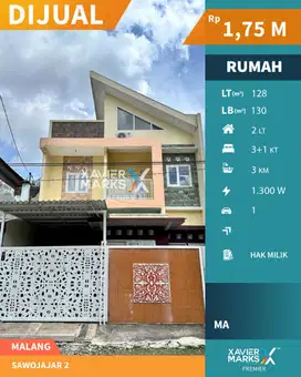 Dijual Rumah Kondisi Bagus Terawat di Sawojajar 2 Malang