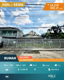Dijual Rumah Unit Langka Strategis di Poros Jalan Dieng Malang