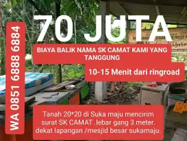 Dijual tanah 70 juta 10-15 menit dari ringroad