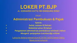 Admin Pembukuan Pabrik di Cibiru
