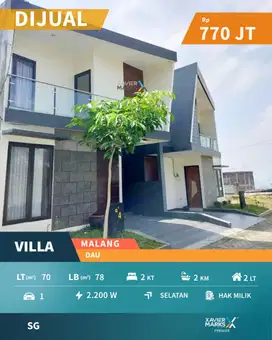 Dijual Villa Modern Bonus Kolam Renang Pribadi di Dau Malang