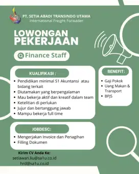 LOKER UNTUK FINANCE/ADMINISTRASI