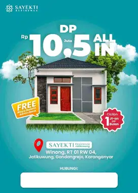 Rumah bersubsidi T 30/60  Bisa KPR,   Gondangrejo karanganyar
