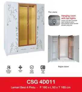 Lemari pakaian besi 4 pintu CSG 4D011