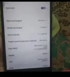 Mi max 2 hitam 4/64