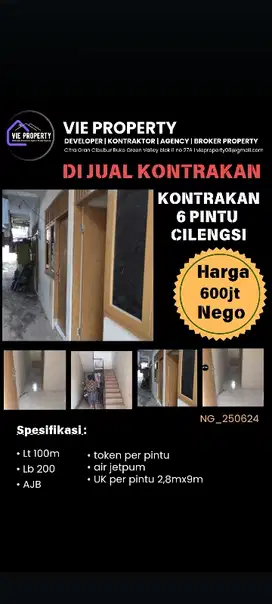 kontrakan 6 pintu di jual. murah fi cilengsi