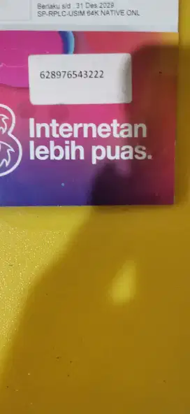 Nomor Cantik Tri 11 digit Urut 8 digit