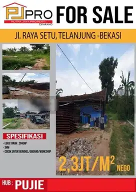 DIJUAL KAVLING JALAN RAYA SETU, TELANJUNG,BEKASI