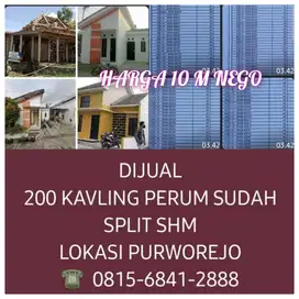 DIJUAL 200 KAVLING PERUM SHM SUDAH SPLITLOKASI PURWOREJO