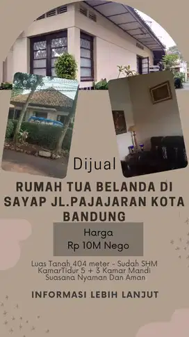 Rumah Belanda Strategis Sayap Pajajaran Dikawasan Bandung Kota