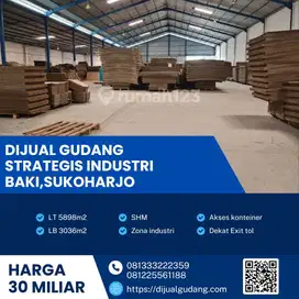 Lahan &  Pabrik 5.898 m² Baki—7 Menit Tol, Harga 30 M Saja!